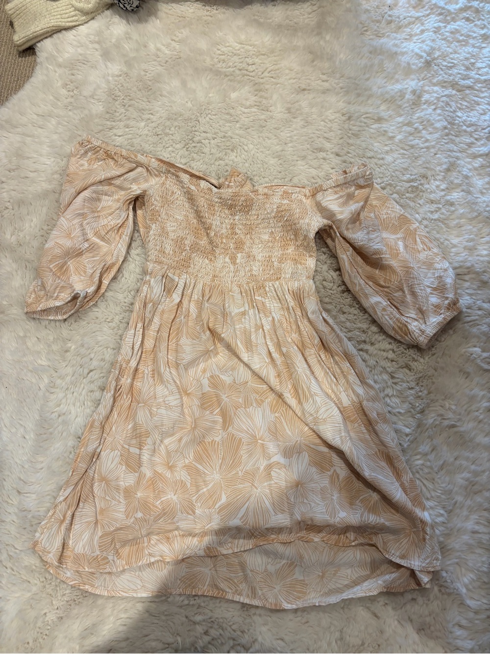 Roxy Peach Floral Off-Shoulder Kids Dress